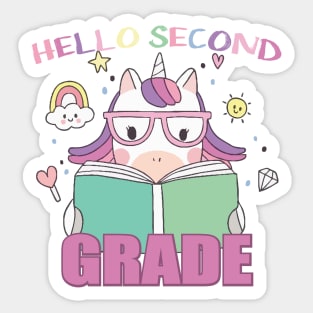 hello second grade kids and baby back to school gift Sticker